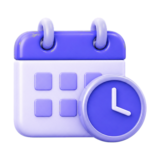 Blau-violetter Kalender mit Uhr
